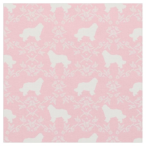 newfoundland dog pink silhouette fabric