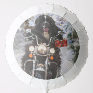 Newfoundland Dog Riding Motorcycle Christmas Balloon