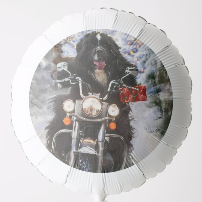 Newfoundland Dog Riding Motorcycle Christmas  Balloon (Front)