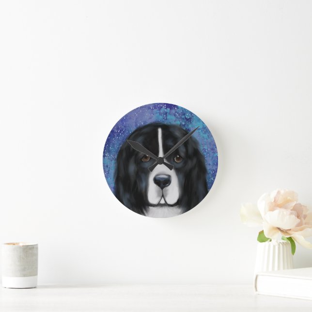 Newfoundland Dog Round Clock (Home)