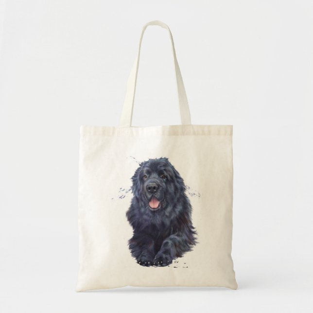 Newfoundland dog shopping tote bag, newfie design (Front)