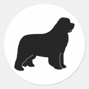 Newfoundland dog silhouette classic round sticker