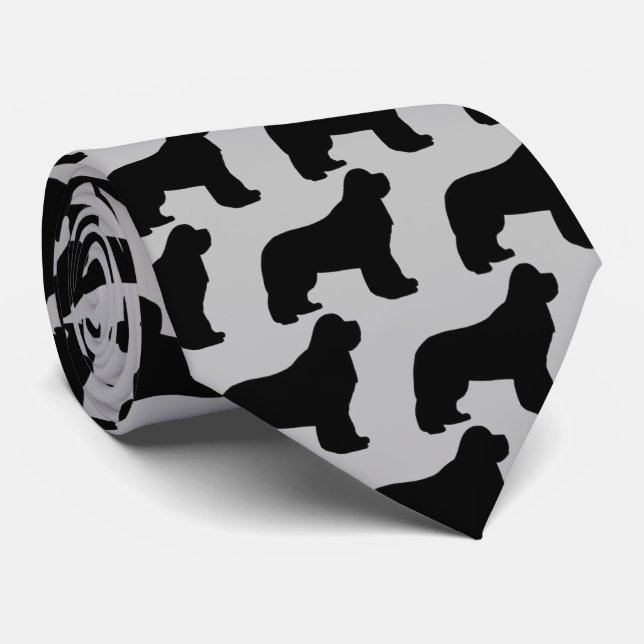 Newfoundland Dog Silhouette Neck Tie (Rolled)