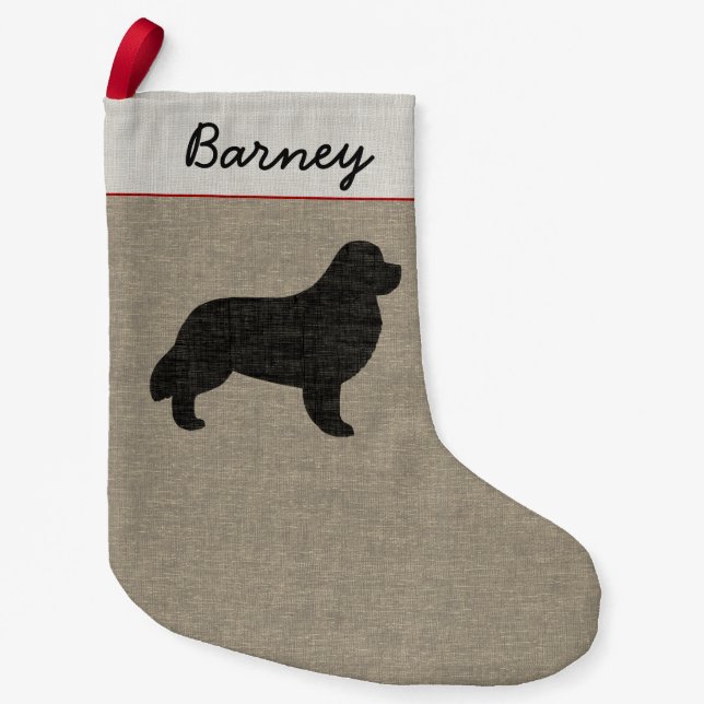 Newfoundland Dog Silhouette Newf Personalized Small Christmas Stocking (Front)