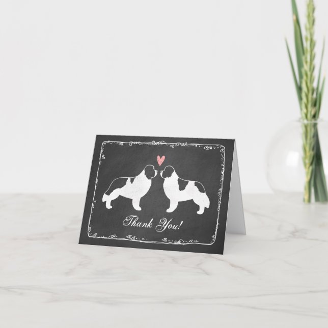 Newfoundland Dog Silhouettes Wedding Thank You (Front)