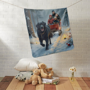 Newfoundland Dog Snowy Sleigh Ride Christmas Baby Blanket