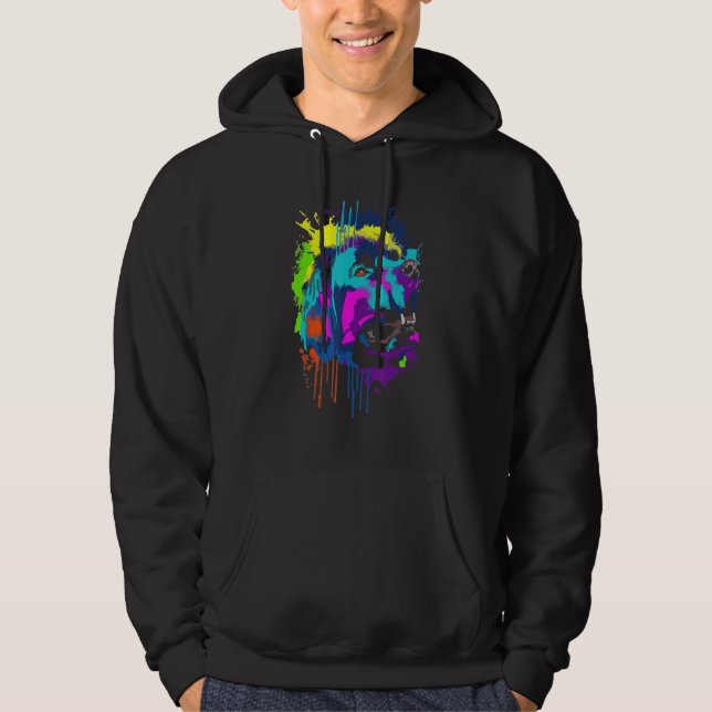 Newfoundland Dog Splash Art Colorful Hoodie (Front)