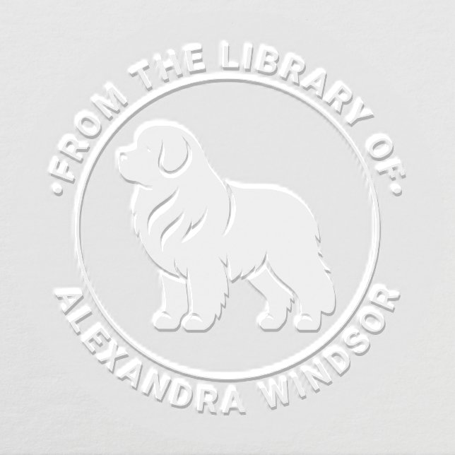 Newfoundland Dog Standing Sil Library Book Name Embosser (Design)
