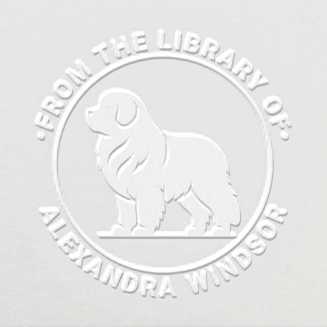 Newfoundland Dog Standing Sil Library Book Name Embosser (Design)