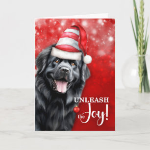 Newfoundland Dog Unleash the Joy Christmas Holiday Card