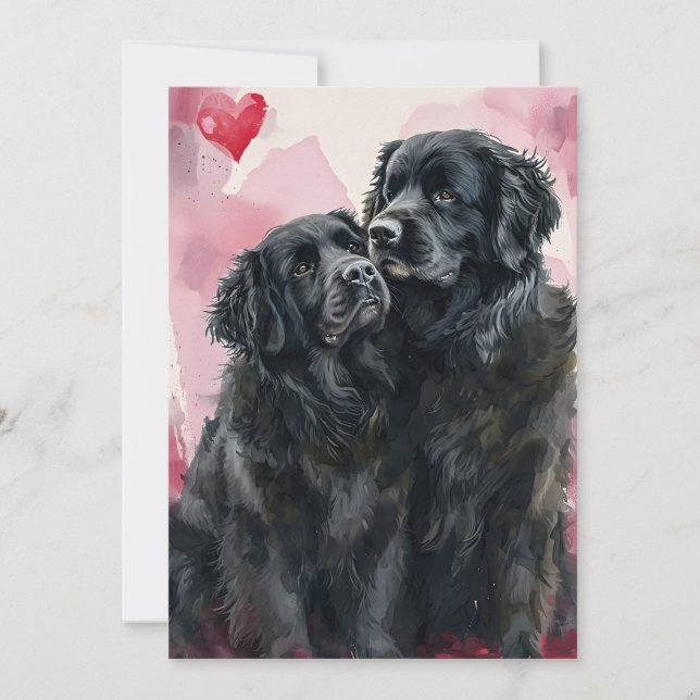 Newfoundland dog Valentine's day  Holiday Card (Front)