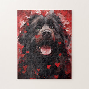 Newfoundland dog Valentines day Jigsaw Puzzle
