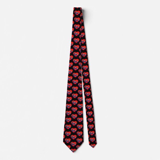 Newfoundland Dog Valentines Day Red Heart Neck Tie (Front)