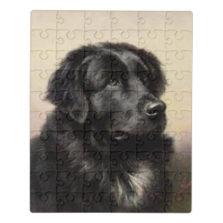 Newfoundland dog vintage realistic paint jigsaw puzzle