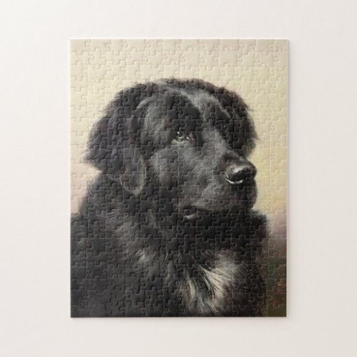 Newfoundland dog vintage realistic paint  jigsaw puzzle