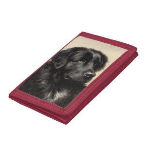 Newfoundland dog vintage realistic paint tri-fold wallet