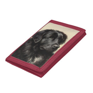 Newfoundland dog vintage realistic paint   tri-fold wallet