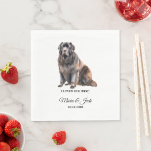 Newfoundland Dog Wedding Napkins with Photo