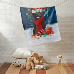 Newfoundland dog with Christmas gifts Baby Blanket