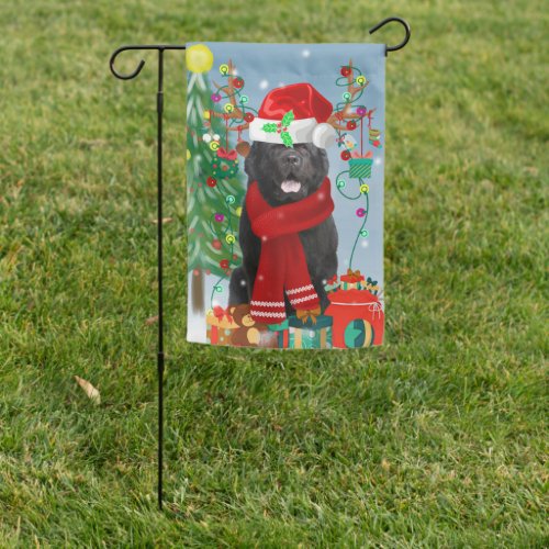 Newfoundland dog with Christmas gifts   Garden Flag