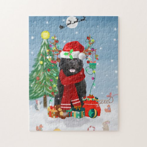 Newfoundland dog with Christmas gifts   Jigsaw Puzzle