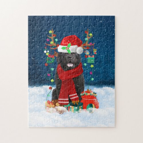 Newfoundland dog with Christmas gifts Jigsaw Puzzle