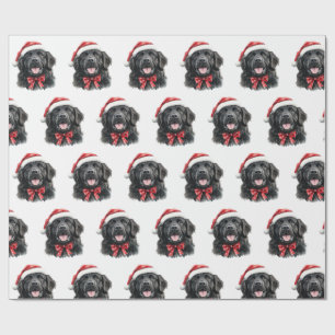 Newfoundland Dog with Santa Hat Wrapping Paper