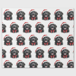 Newfoundland Dog with Santa Hat Wrapping Paper