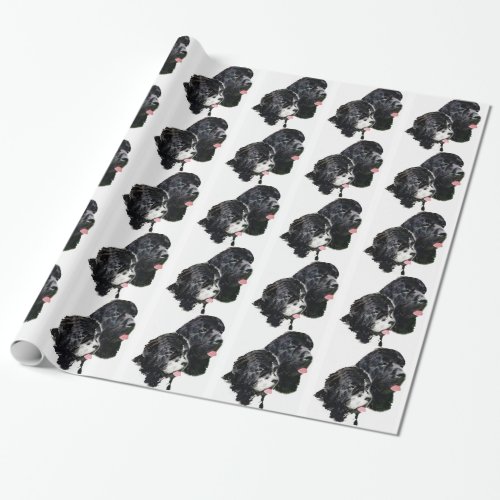 Newfoundland dogs black and white wrapping paper