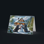 Newfoundland Dogs Building a Snowman Card<br><div class="desc">Two Newfoundland Dogs Building a Snowman</div>