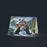 Newfoundland Dogs Building a Snowman Card<br><div class="desc">Two Newfoundland Dogs Building a Snowman</div>