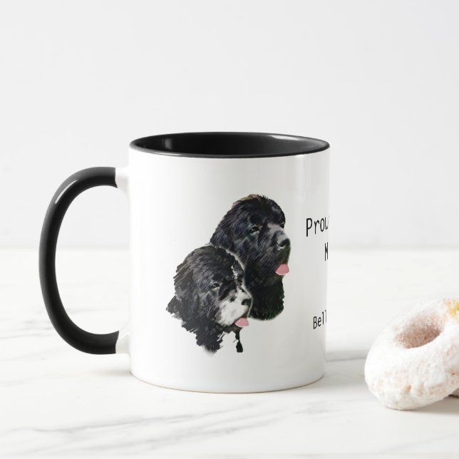 Newfoundland dogs Proud Newfie Mom Personalized Mug (With Donut)