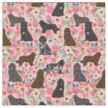 newfoundland dogs vintage florals pink fabric