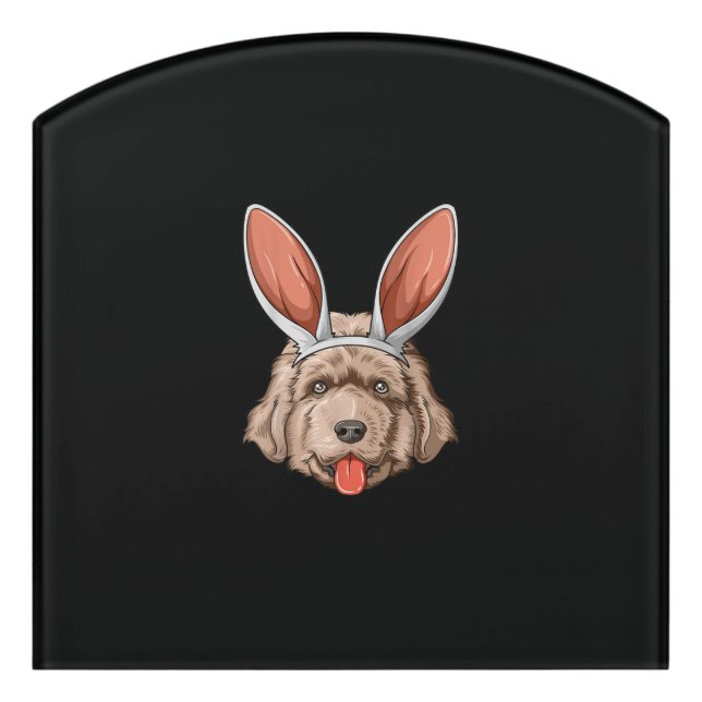 Newfoundland easter | bunny ears dog gift door sign (Contour Front)
