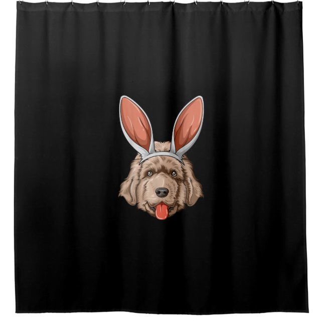 Newfoundland easter | bunny ears dog gift shower curtain (Front)