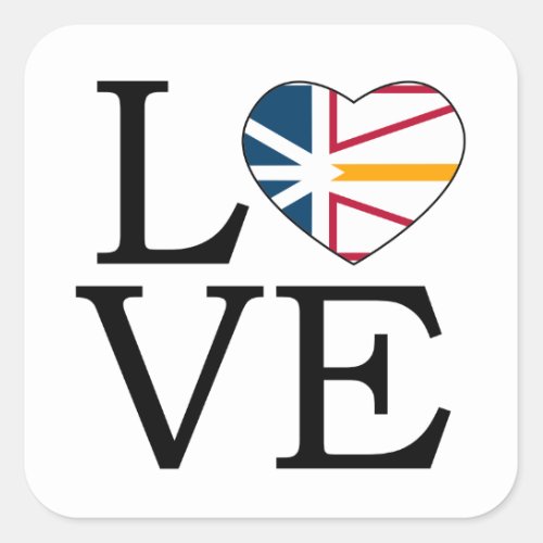 Newfoundland Flag Love Word Art Square Sticker