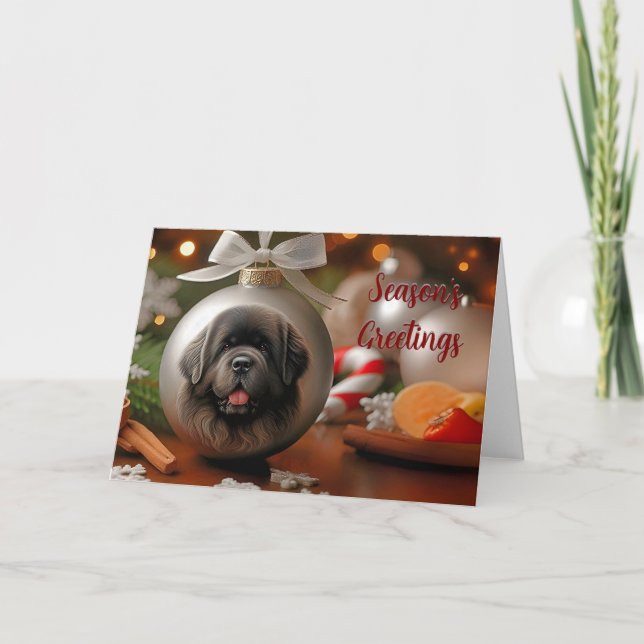 Newfoundland Grey Head Ornament Christmas Card (Front)