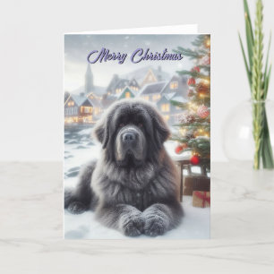 Newfoundland Grey Newf Christmas Card