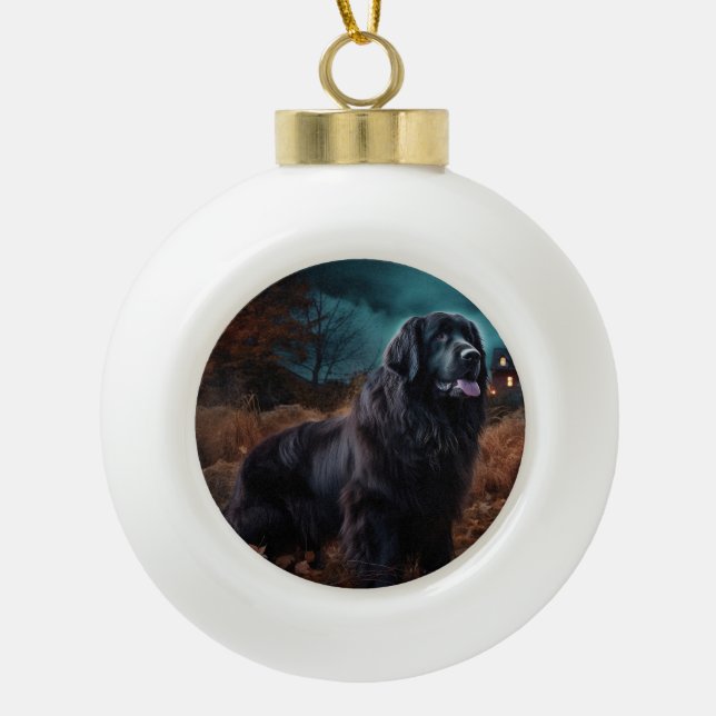 Newfoundland Halloween Scary  Ceramic Ball Christmas Ornament (Front)