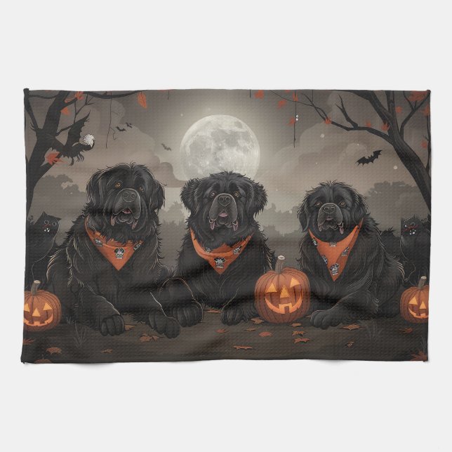Newfoundland Halloween Spooky Kitchen Towel (Horizontal)