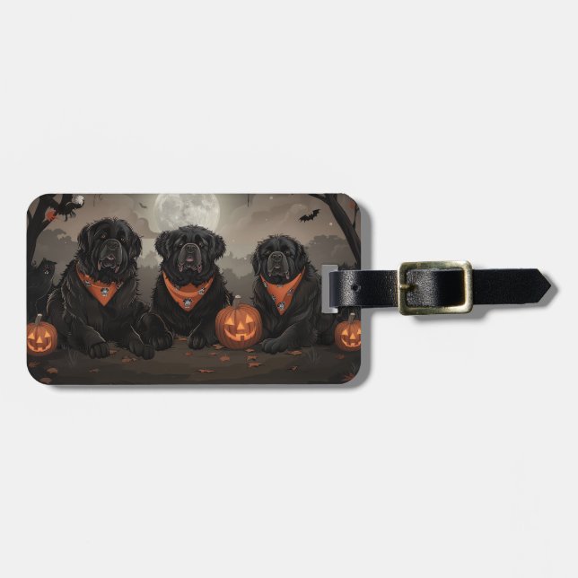 Newfoundland Halloween Spooky Luggage Tag (Front Horizontal)