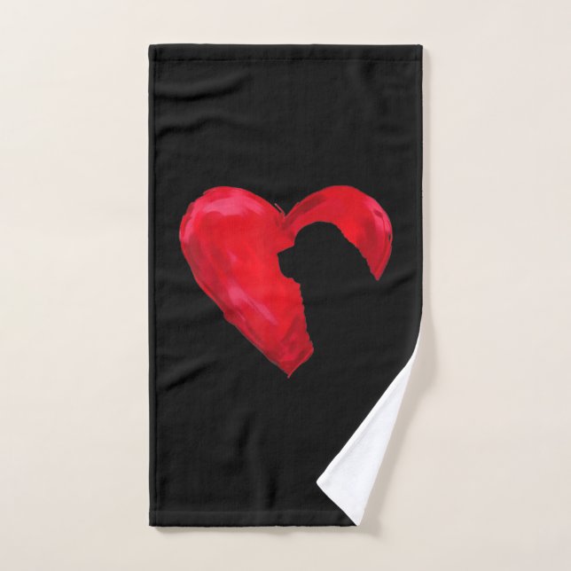 Newfoundland heart |silhouette valentines day gift hand towel  (Hand Towel)