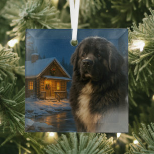 Newfoundland Holiday Glass Ornament