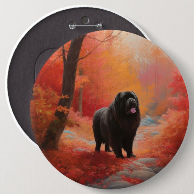 Newfoundland in Autumn Leaves Fall Inspire  Button (Front & Back)