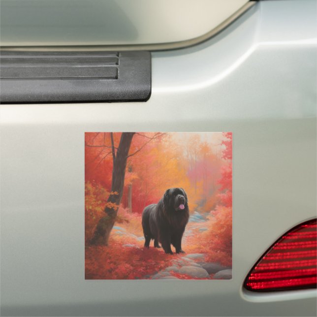 Newfoundland in Autumn Leaves Fall Inspire  Car Magnet (In Situ)