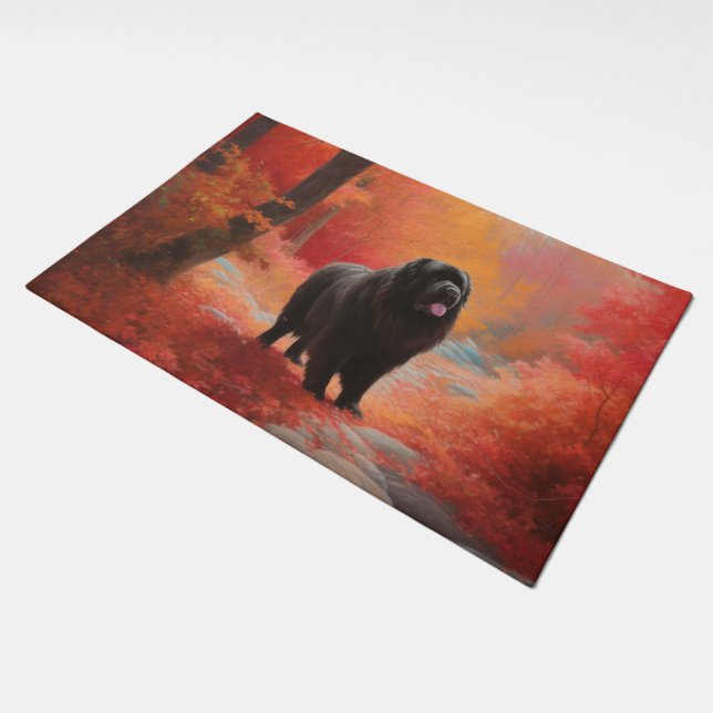 Newfoundland in Autumn Leaves Fall Inspire  Doormat (Angled)