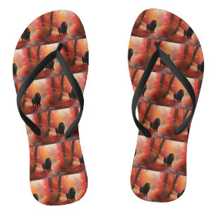 Newfoundland in Autumn Leaves Fall Inspire Flip Flops