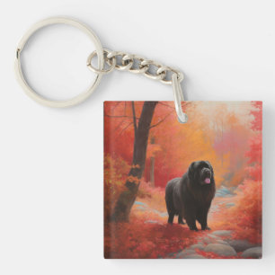 Newfoundland in Autumn Leaves Fall Inspire  Keychain