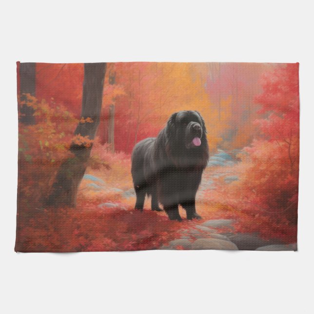 Newfoundland in Autumn Leaves Fall Inspire  Kitchen Towel (Horizontal)