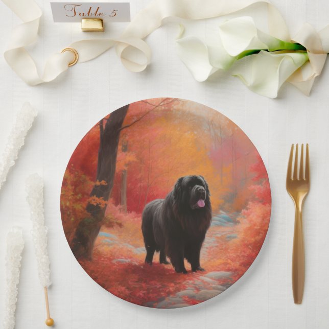Newfoundland in Autumn Leaves Fall Inspire  Paper Plates (Wedding)